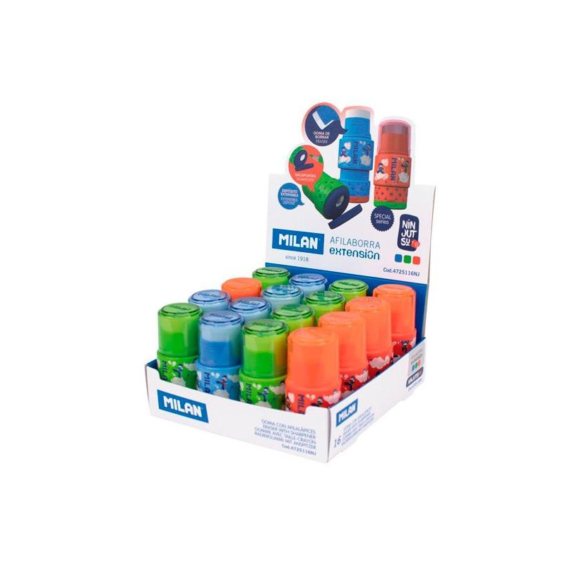 (4725116NJ) MILAN AFILABORRA EXTENSION SERIE ESPECIAL NINJUTSU C/SURTIDOS CAJA EXPOSITORA 16 UD