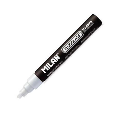 (591291012) MILAN FLUOGLASS ROTULADOR BORRABLE PUNTA BISELADA BLANCO