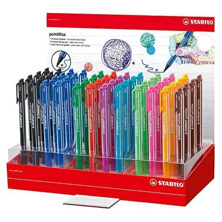 (488/48-1) STABILO ROTULADORES PARA ESCRITURA POINTMAX C/SURTIDOS EXPOSITOR 48 UD