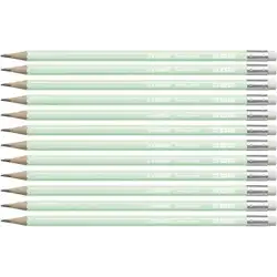 (4908/02-HB) STABILO SWANO LAPIZ GRAFITO CON GOMA PASTEL VERDE -12U-