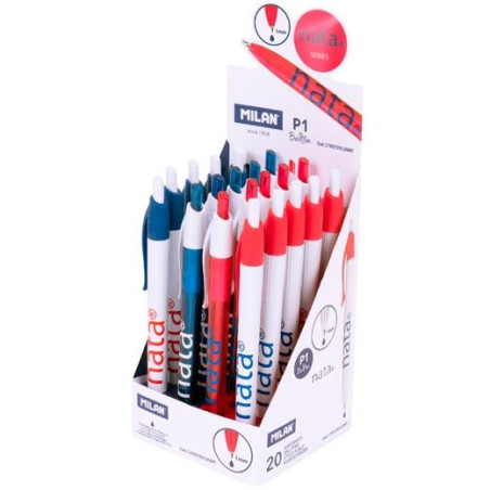 (1765729120NT) MILAN BOLÍGRAFO P1 NATA® 624 TINTA AZUL CAJA EXPOSITORA 20 UD