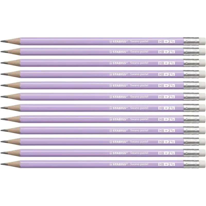 (4908/03-HB) STABILO SWANO LAPIZ GRAFITO CON GOMA PASTEL LILA -12U-