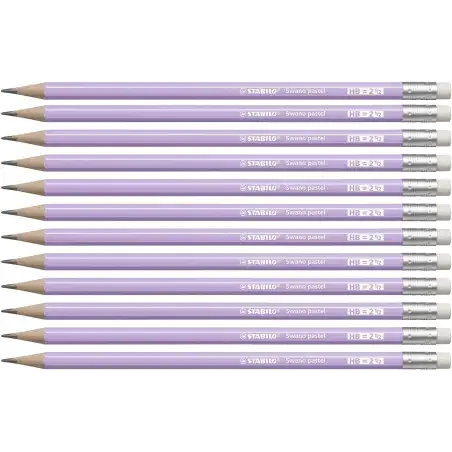 (4908/03-HB) STABILO SWANO LAPIZ GRAFITO CON GOMA PASTEL LILA -12U-