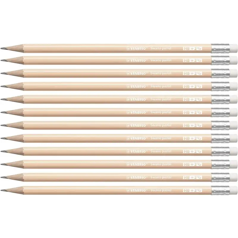 (4908/04-HB) STABILO SWANO LAPIZ GRAFITO CON GOMA PASTEL MELOCOTÓN -12U-