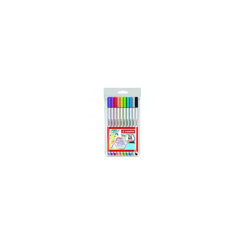 (568/10-11) STABILO ROTULADORES PEN 68 BRUSH C/SURTIDOS ESTUCHE PLÁSTICO 10 UD