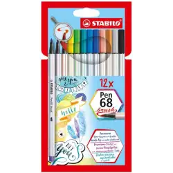 (568/12-21) STABILO ROTULADORES PEN 68 BRUSH C/SURTIDOS ESTUCHE 12 UD