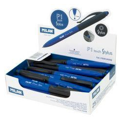 (1765914925B) MILAN BOLÍGRAFO P1 TOUCH STYLUS PUNTERO TINTA AZUL CAJA EXPOSITORA DE 25 AZUL/NEGRO