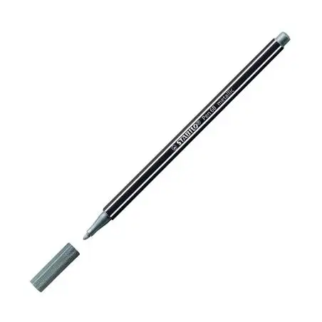 (68/805) STABILO ROTULADOR PEN 68 METALLIC PLATA CAJA 10 UD