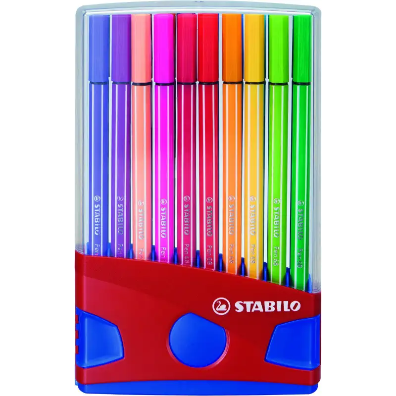 (6820-04) STABILO ROTULADOR PEN 68 COLORES SURTIDOS ESTUCHE PARADE ROJO 20 UD