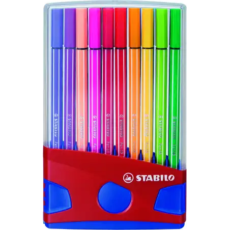 (6820-04) STABILO ROTULADOR PEN 68 COLORES SURTIDOS ESTUCHE PARADE ROJO 20 UD