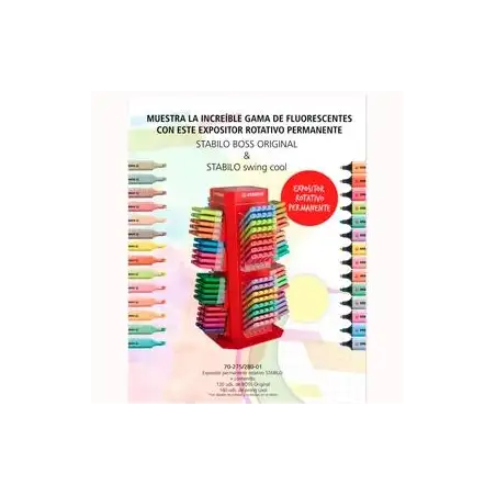 (70-275/280-01) STABILO EXPOSITOR ROTATIVO PERMANENTE MARCADORES FLUORESCENTES C/SURTIDOS 120 UD BOSS ORIGINAL + 160 UD SWING...
