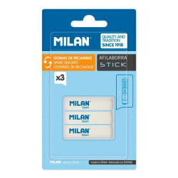 (BNM10236) MILAN GOMA DE RECAMBIO PARA AFILABORRA STICK BLÍSTER 3 UD