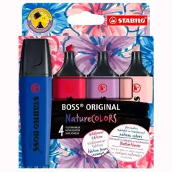 (70/4-1-103-5) STABILO MARCADOR BOSS ORIGINAL NATURECOLORS WILDFLOWER COLORES SURTIDOS ESTUCHE 4 UD