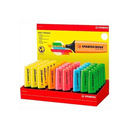 (70/45-1) STABILO MARCADOR FLUORESCENTE BOSS ORIGINAL 6 C/SURTIDOS EXPOSITOR 45 UD