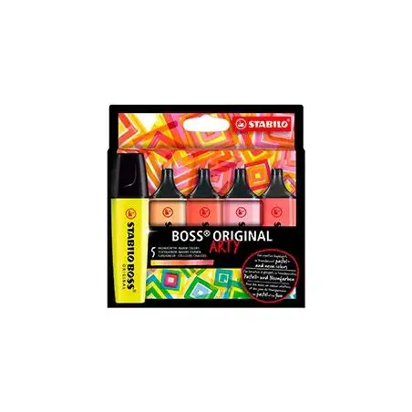 (70/5-02-1-20) STABILO MARCADOR FLUORESCENTE BOSS ORIGINAL ARTY C/SURTIDOS CÁLIDOS ESTUCHE 5 UD