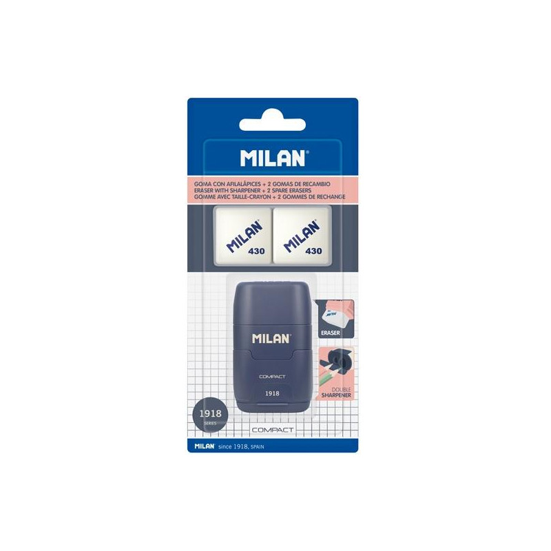 (BYM10140SNCB) MILAN AFILABORRA COMPACT SERIE 1918 + 2 GOMAS DE RECAMBIO BLÍSTER AZUL