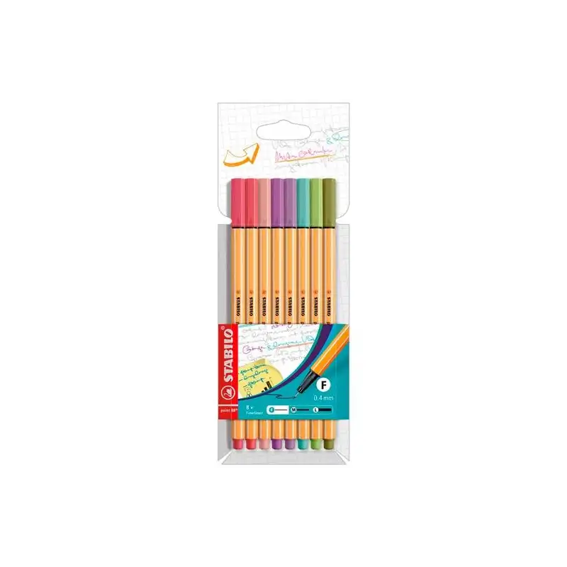 (88/8-04) STABILO ROTULADORES POINT 88 C/SURTIDOS PASTEL ESTUCHE 8 UD