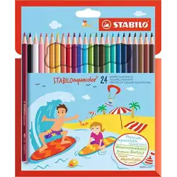 (1624-6) STABILO LÁPICES DE COLORES ACUARELABLES AQUACOLOR C/SURTIDOS ESTUCHE 24 UD