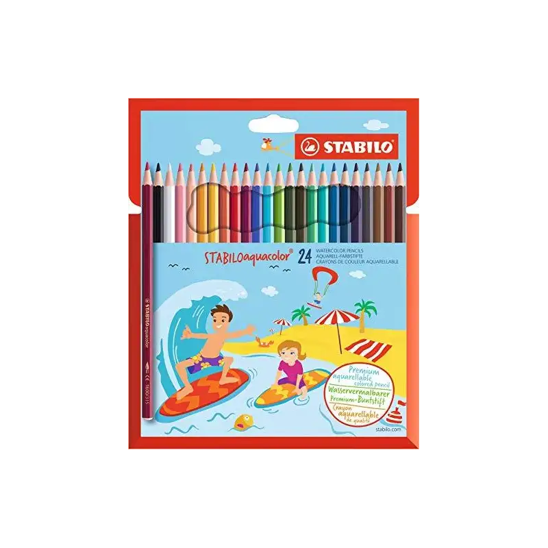 (1624-6) STABILO LÁPICES DE COLORES ACUARELABLES AQUACOLOR C/SURTIDOS ESTUCHE 24 UD