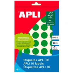 (02745) APLI ETIQUETAS ADHESIVAS CIRCULARES Ø19MM ESCRITURA MANUAL 40 X 8H VERDE