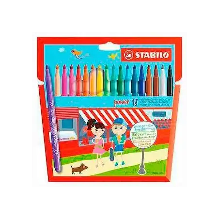 (280/18-01) STABILO ROTULADORES POWER C/SURTIDOS ESTUCHE 18 UD