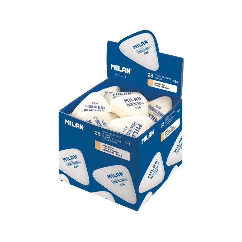 (CMM428) MILAN GOMA 428 MIGA DE PAN TRIANGULAR GRUESA BLANCO CAJA 28 UD