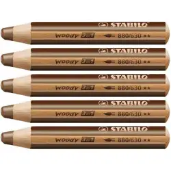 (880/630) STABILO LÁPICES DE COLORES WOODY 3 EN 1 MARRÓN ESTUCHE 5 UD