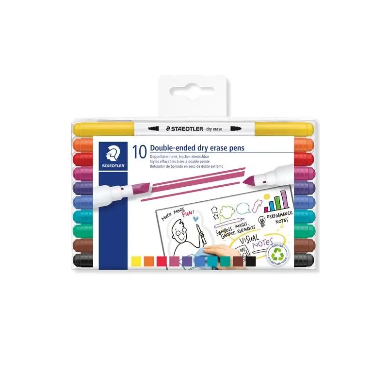 (3010 TB10) STAEDTLER MARCADORES PIZARRA BLANCA LUMOCOLOR WHITEBOARD MARKET 3010 C/SURTIDOS ESTUCHE 10 UD