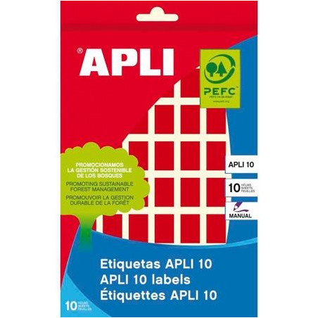 (02752) APLI ETIQUETAS ADHESIVAS 12X18MM ESCRITURA MANUAL C/ROMOS 56 X 8H ROJO