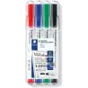 (341 WP4) STAEDTLER ROTULADORES PIZARRA BLANCA LUMOCOLOR PUNTA REDONDA C/SURTIDOS ESTUCHE 4 UD