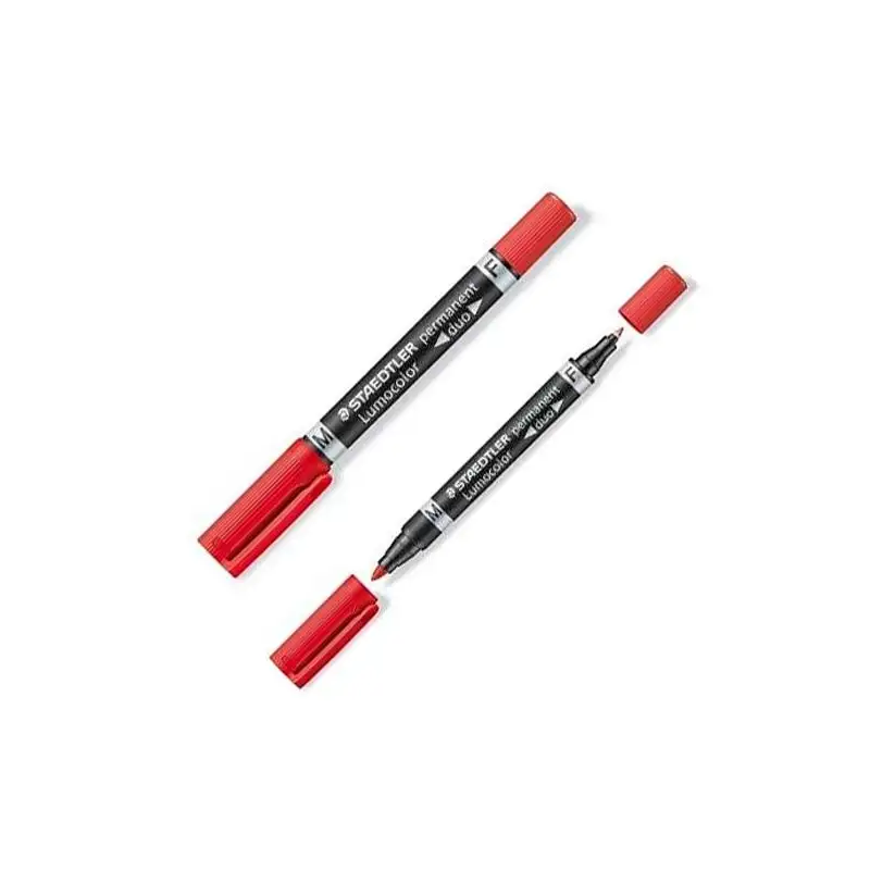 (348-2) STAEDTLER MARCADOR PERMANENTE DÚO LUMOCOLOR 348 DOBLE PUNTA FINA/MEDIA ROJO