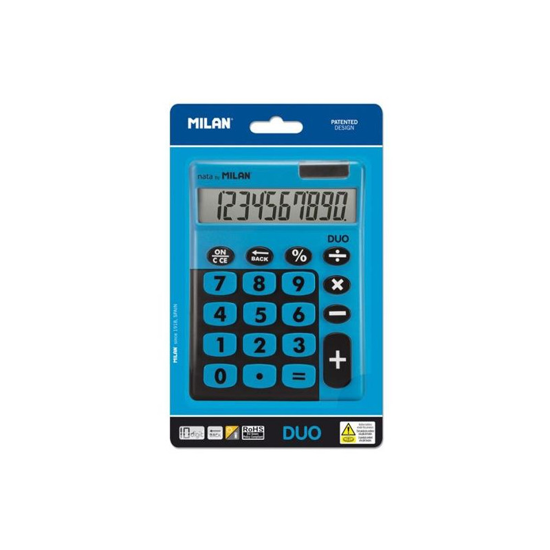 (150610TDBBL) MILAN CALCULADORA TOUCH DUO 10 DIGITOS DUAL BLISTER AZUL