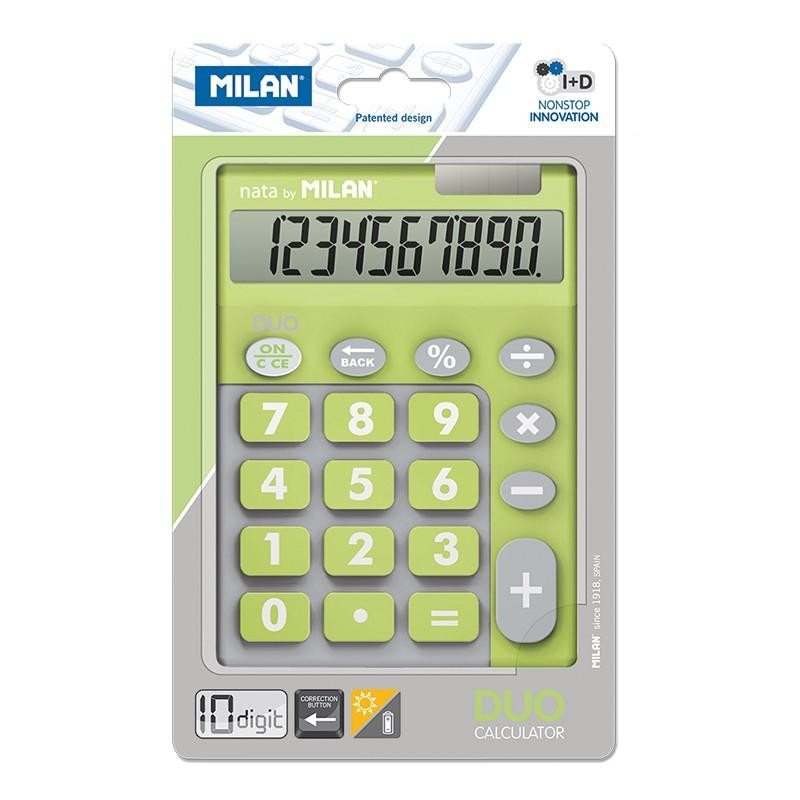 (150610TDGRBL) MILAN CALCULADORA DUO 10 DIGITOS DUAL BLISTER VERDE