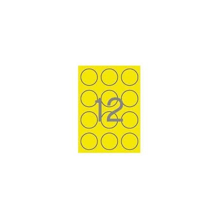 (02866) APLI ETIQUETAS ADHESIVAS CIRCULARES Ø60MM LÁSER 12 X 20H AMARILLO FLUORESCENTE