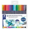 (3001 TB18) STAEDTLER ROTULADORES DESIGN JOURNEY DOBLE PUNTA FINA/PINCEL ACUARELABLES C/SURTIDOS ESTUCHE 18 UD
