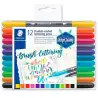 (3004 TB12) STAEDTLER ROTULADORES BRUSH LETTERING DOBLE PUNTA FINA/PINCEL C/SURTIDOS ESTUCHE 12 UD