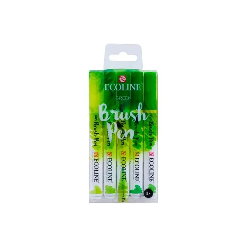 (11509906) TALENS ECOLINE ROTULADORES BRUSH PEN PUNTA PINCEL VERDE ESTUCHE 5 UD