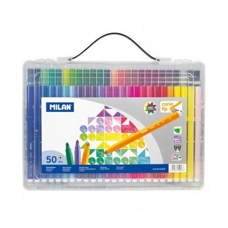 (0615350Y) MILAN ROTULADORES PUNTA CÓNICA COLORES SURTIDOS MALETÍN 50 UD