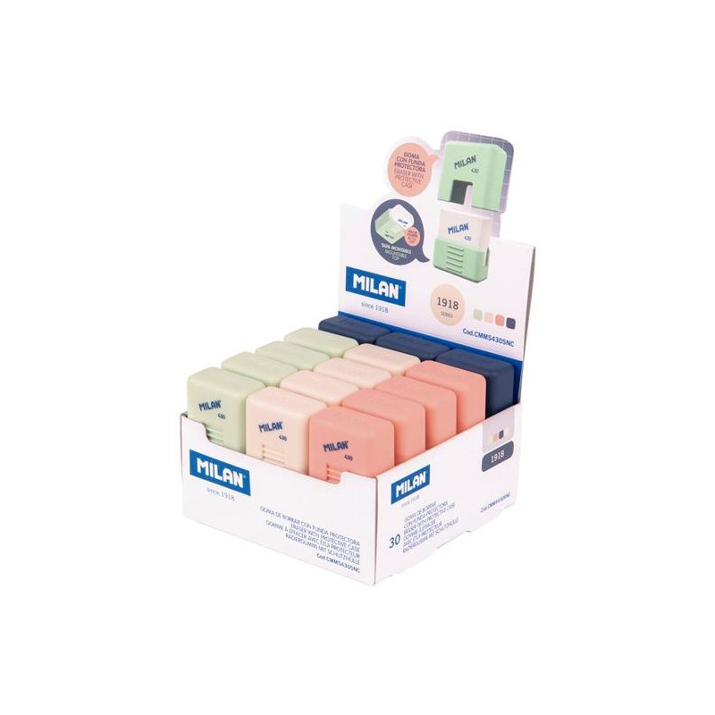 (CMMS430SNC) MILAN GOMA MIGA DE PAN 430 CON FUNDA SCHOOL SERIE 1918 CAJA EXPOSITORA 30 UD C/SURTIDOS