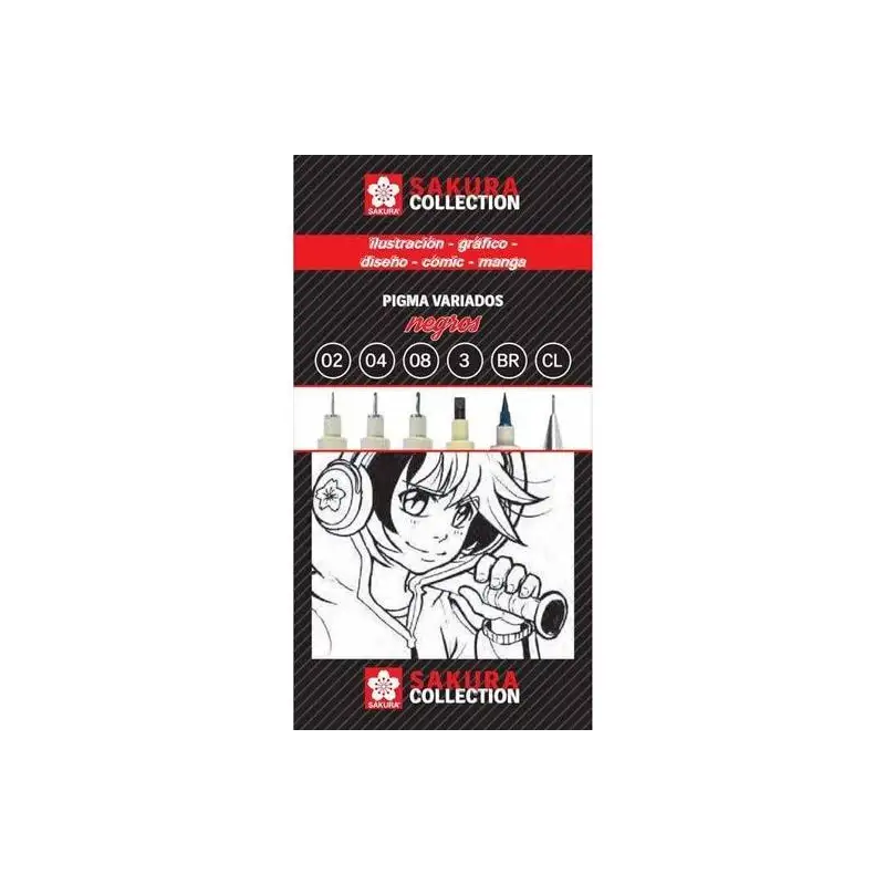 (PO06001) TALENS SAKURA COLLECTION SET DE ROTULADORES PIGMA VARIADOS + PORTAMINAS NEGRO