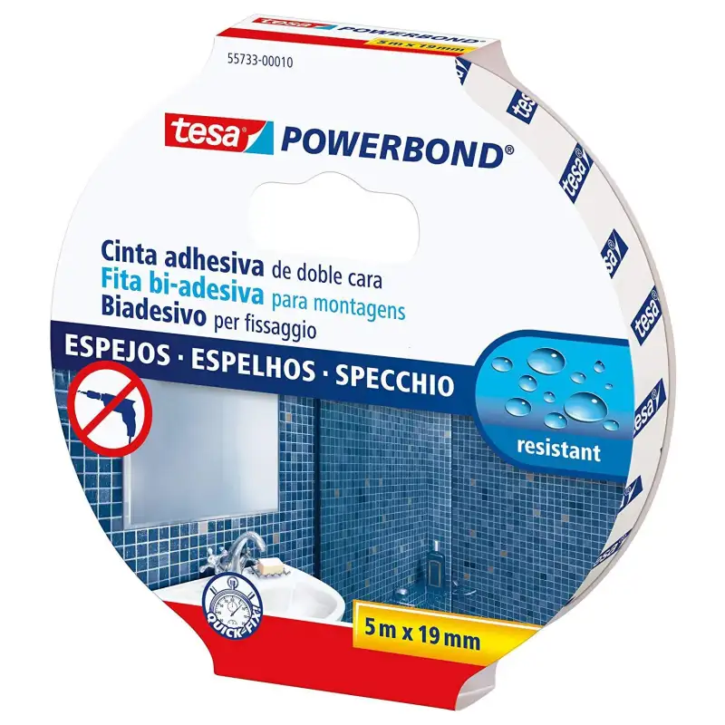 (55733-00018-02) TESA CINTA ADHESIVA DE MONTAJE DOBLE CARA POWERBOND 19MM X 5M ESPEJOS