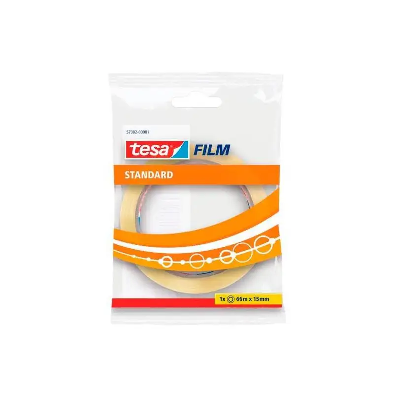 (57382-00001-01) TESA FILM CINTA ADHESIVA TRANSPARENTE STANDARD 15MM X 66M EN BOLSITA