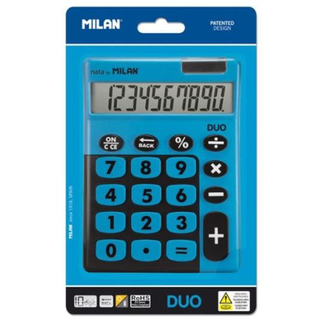 (150610TDBBL) MILAN CALCULADORA TOUCH DUO 10 DIGITOS DUAL BLISTER AZUL