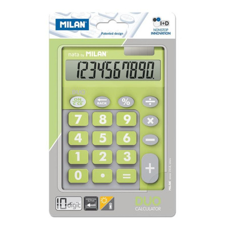 (150610TDGRBL) MILAN CALCULADORA DUO 10 DIGITOS DUAL BLISTER VERDE