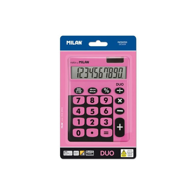 (150610TDPBL) MILAN CALCULADORA TOUCH DUO 10 DIGITOS DUAL BLISTER ROSA