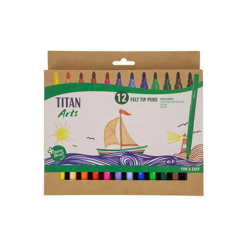 (130400012) TITAN ARTS ROTULADORES COLORES SURTIDOS ESTUCHE 12 UD