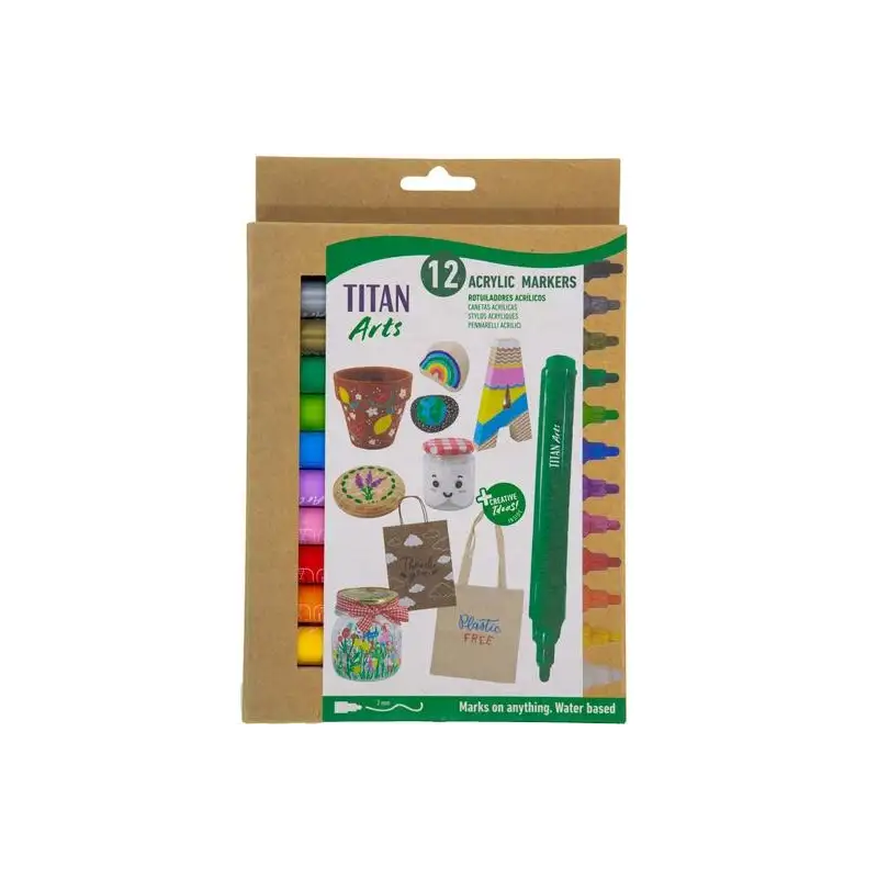 (130600012) TITAN ARTS ROTULADORES ACRÍLICOS COLORES SURTIDOS ESTUCHE 12 UD