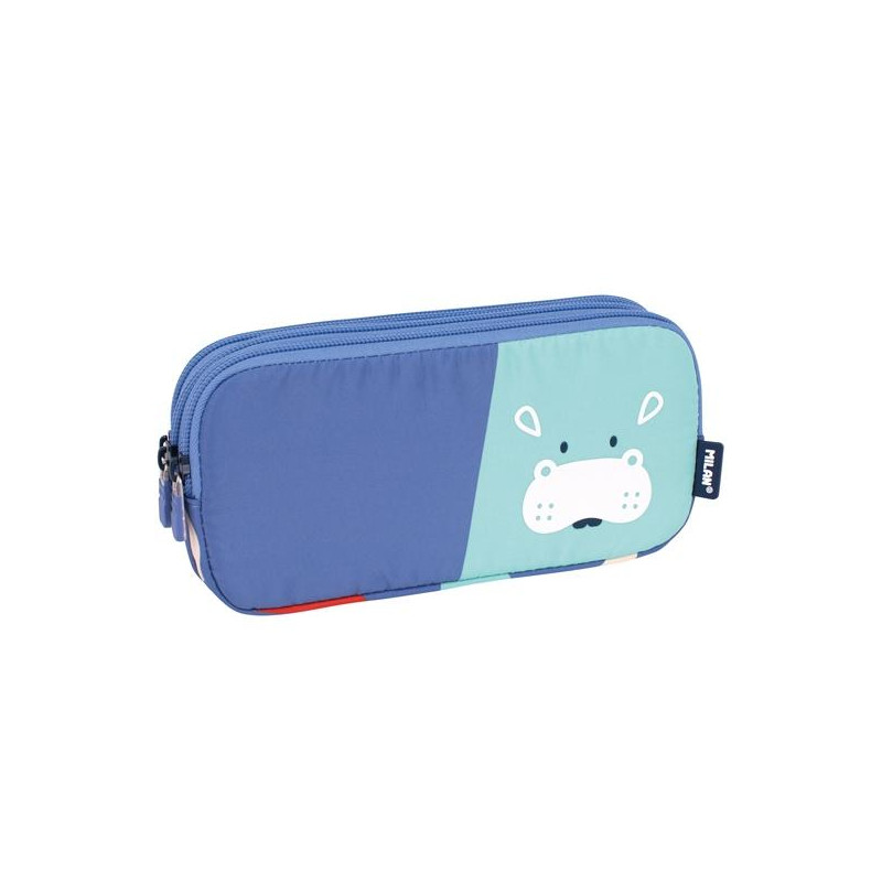 (081135FAB) MILAN PORTATODO 3 CREMALLERAS SERIE ESPECIAL FUN ANIMALS AZUL