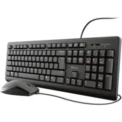 (23977) TRUST COMBO TECLADO + RATÓN TKM-250 CABLE USB SILENCIOSO RESISTENTE A LIQUIDOS NEGRO