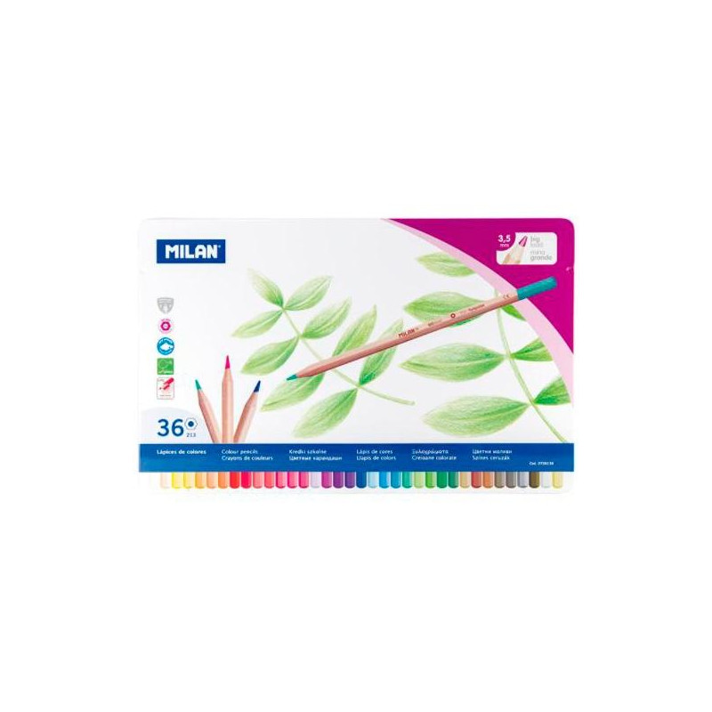 (0726136) MILAN LÁPICES DE COLORES MINA GRUESA C/SURTIDOS ESTUCHE METÁLICO 36 UD